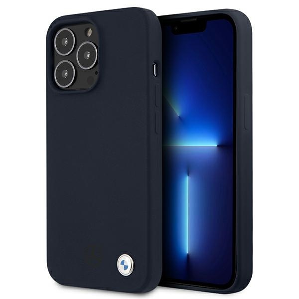 BMW Silicone Signature dėklas telefonui iPhone 13 Pro Max 6.7" - tamsiai mėlynas