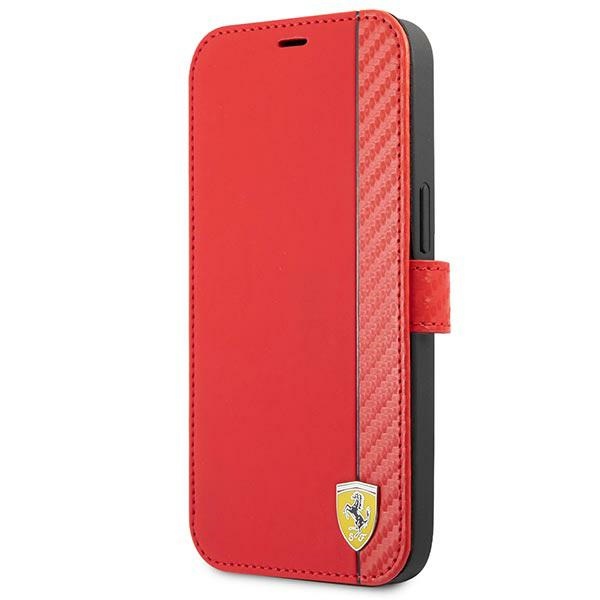Ferrari FESAXFLBKP13SRE iPhone 13 mini 5.4" raudonas/raudonas knygos On Track Carbon Stripe