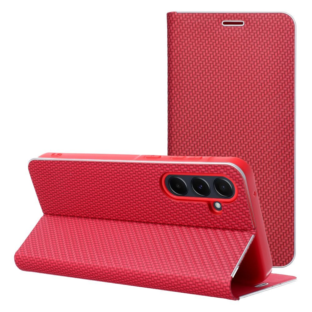 LUNA Book Carbon for XIAOMI Redmi Note 14 4G (GLOBAL - 164,84mm x 78,15mm x 8,16mm) - raudonas (m)