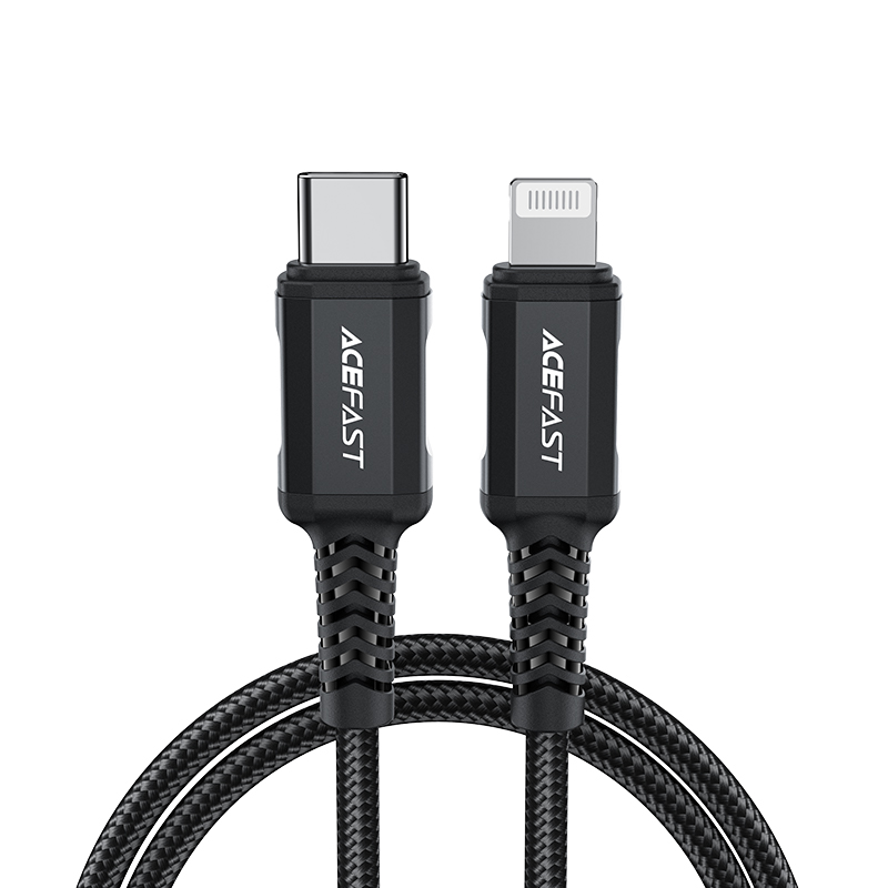 Acefast C4-01 Lightning - USB-C PD kabelis 30W 3A 480Mb/s 1.8m - juodas