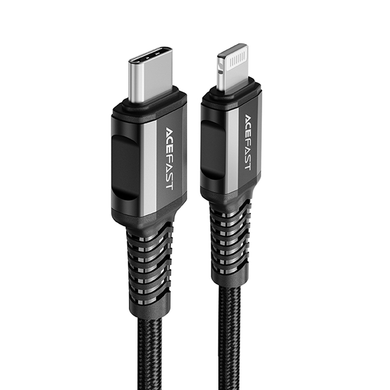 Acefast C1-01 Lightning - USB-C MFi PD kabelis 30W 3A 480Mb/s 1.2m - juodas