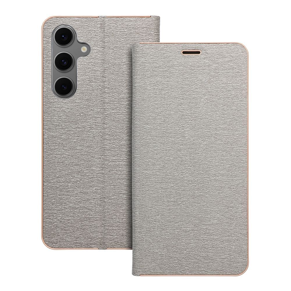 Dėklas telefonui LUNA Book auksinis SAMSUNG S24 FE sidabrinis