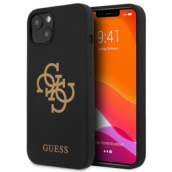Guess GUHCP13SLS4GGBK iPhone 13 mini 5.4" juodas/juodas kietas dėklas Silikoninis 4G Logotipas