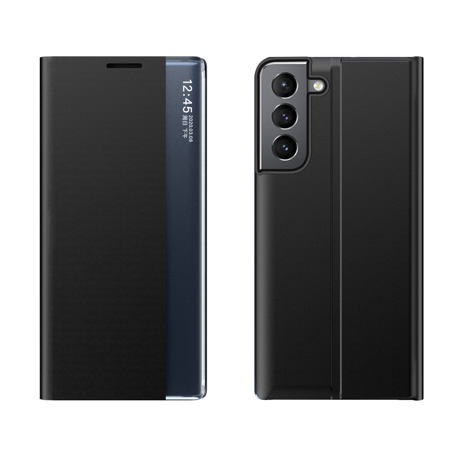 Naujas Sleep dėklas su stovo funkcija Samsung Galaxy S22 + (S22 Plus) juodas