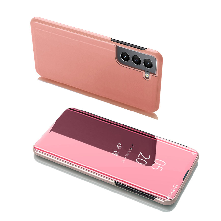 Clear View Case atverčiamas dėklas Samsung Galaxy S22 + (S22 Plus) rožinis