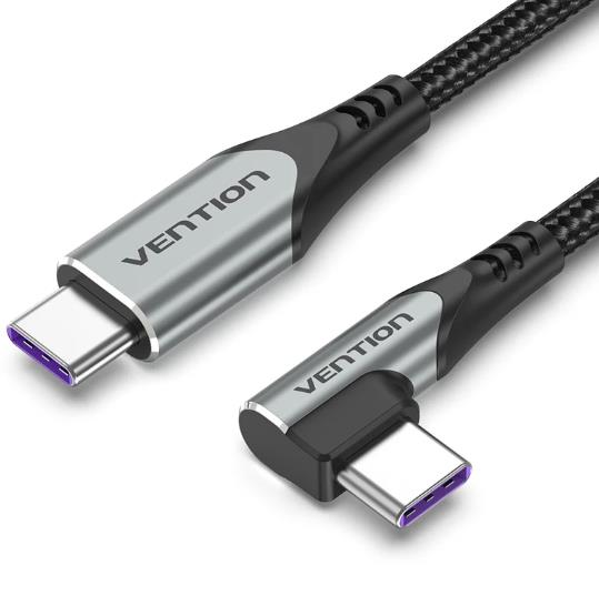 "Vention TAKHF" USB-C į USB-C 5A kampinis kabelis (pilkas)