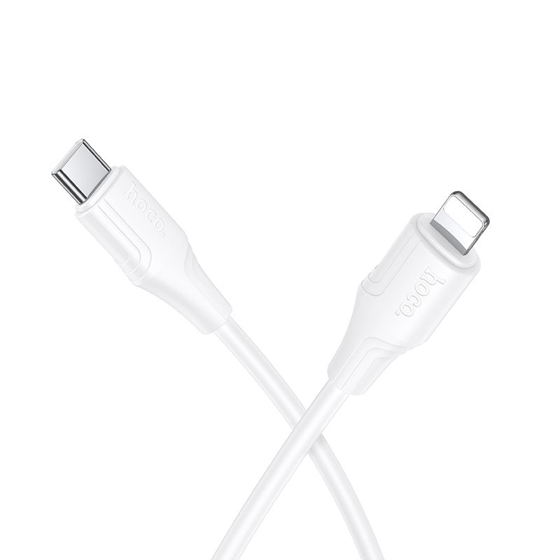 Silikoninis kabelis USB A į Lightning Hoco 27W 1 m X124 baltas