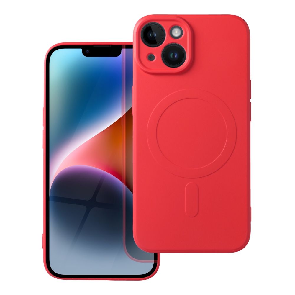 SILICONE MAG COVER dėklas telefonui suderinamas su MagSafe iPhone 14 raudonas