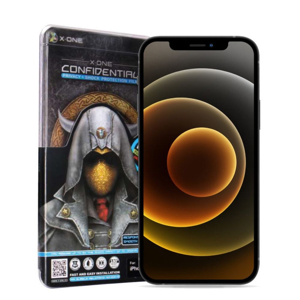 X-ONE Full Cover Extra Strong Privacy - iPhone 16 Pro/17/17 Pro (pilnas klijai) - grūdintas stiklas 9H