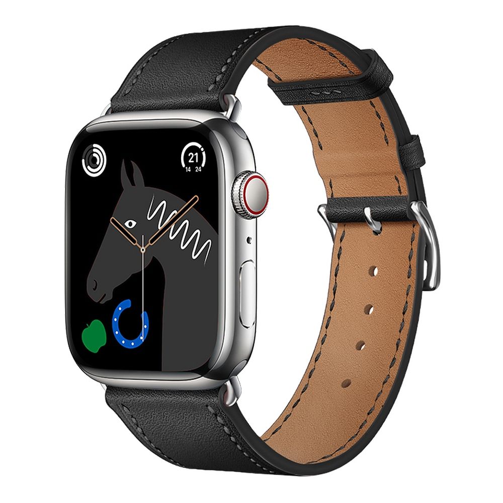 FORCELL F-DESIGN FA20 ekologiškos odos dirželis APPLE laikrodžiui 42 / 44 / 45 / 49 mm juodas