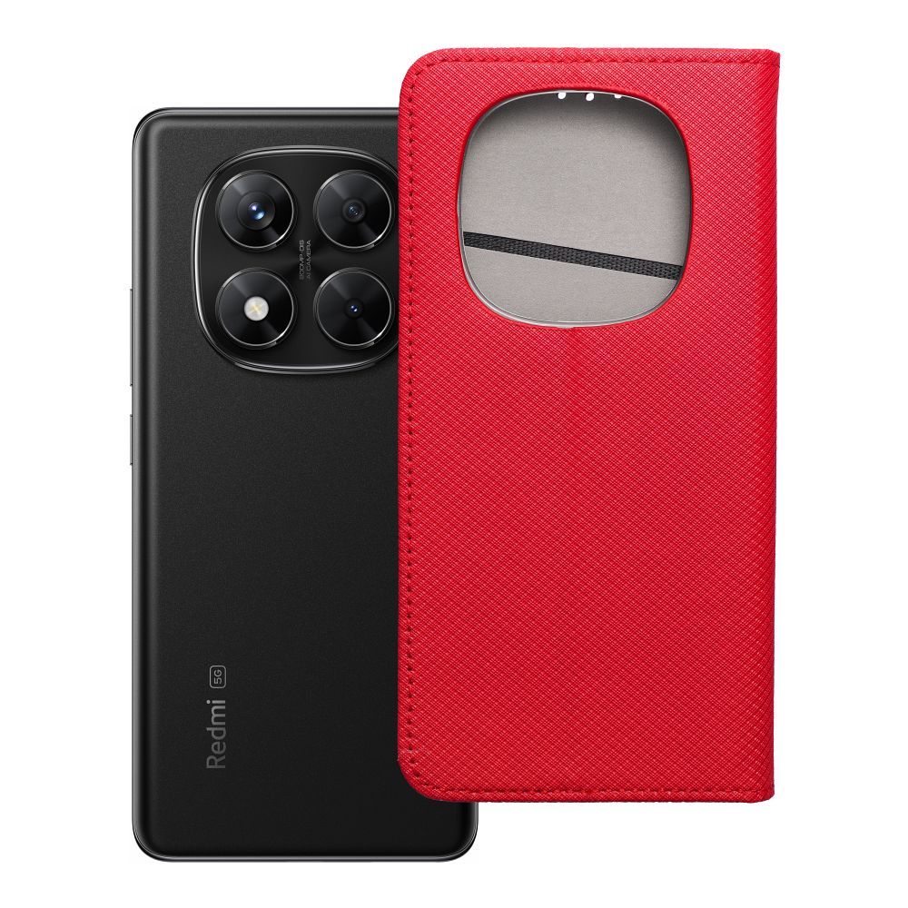 SMART CASE knygos tipo dėklas telefonui XIAOMI Redmi Note 14 PRO 5G / 14 PRO PLUS 5G raudonas