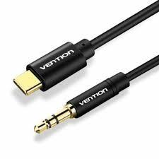 Audio laidas 3.5mm į USB-C 1.5m juodas Vention