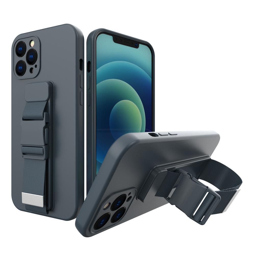 Dėklas telefonui Samsung Galaxy S22 Ultra, silikoninis, su virvele, mėlynas