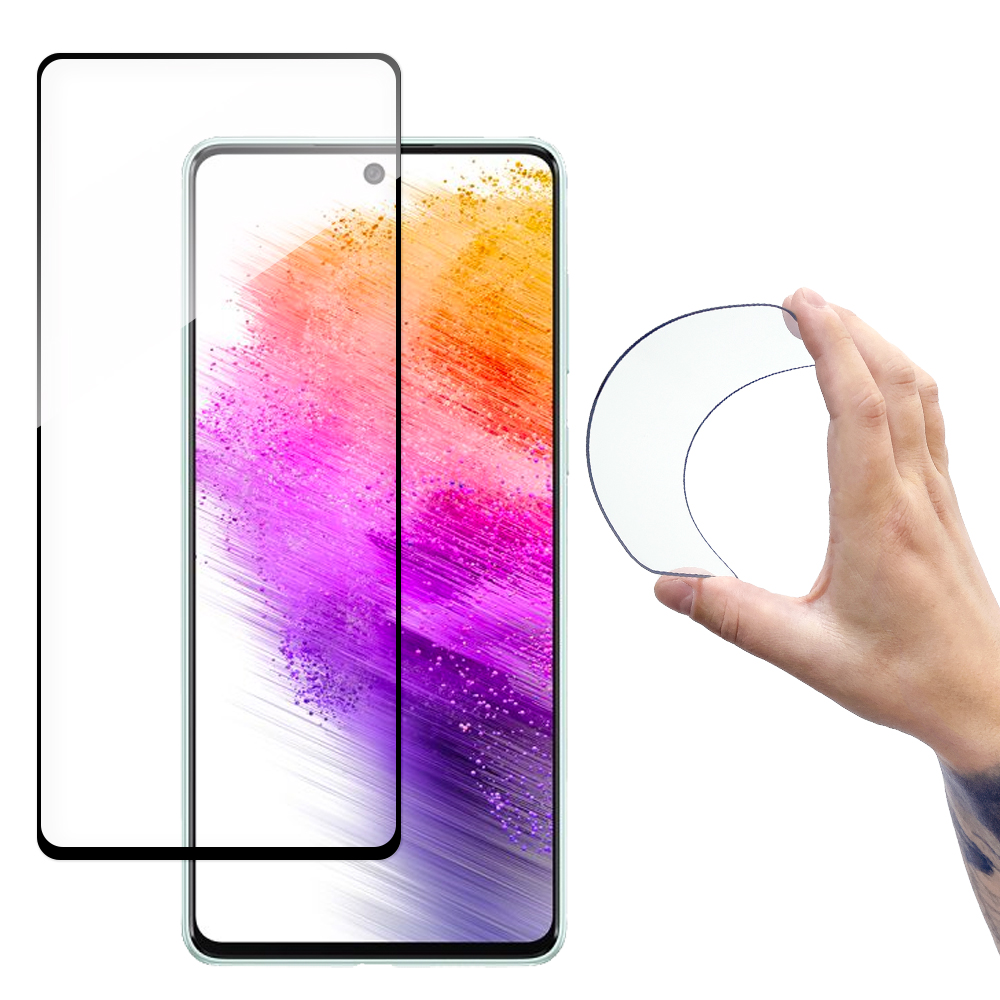Wozinsky pilno padengimo Flexi Nano stiklo plėvelė grūdintas stiklas su rėmeliu Samsung Galaxy A73 permatomas