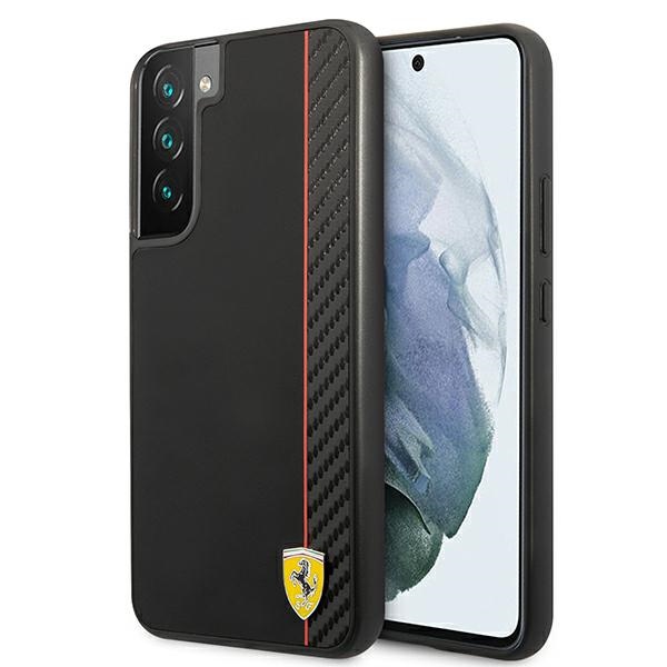 Dėklas telefonui Ferrari FESAXHCS22MBK S22+ S906 kietasis dėklas On Track Carbon Stripe juodas