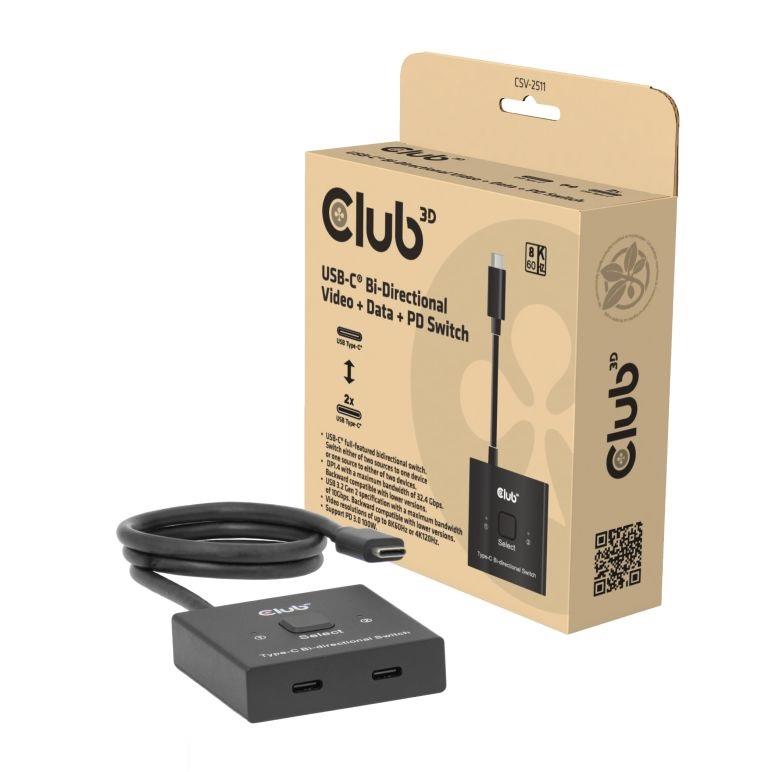 USB-C vaizdo perjungiklis 2 prievadų CSV-2511 Club3D