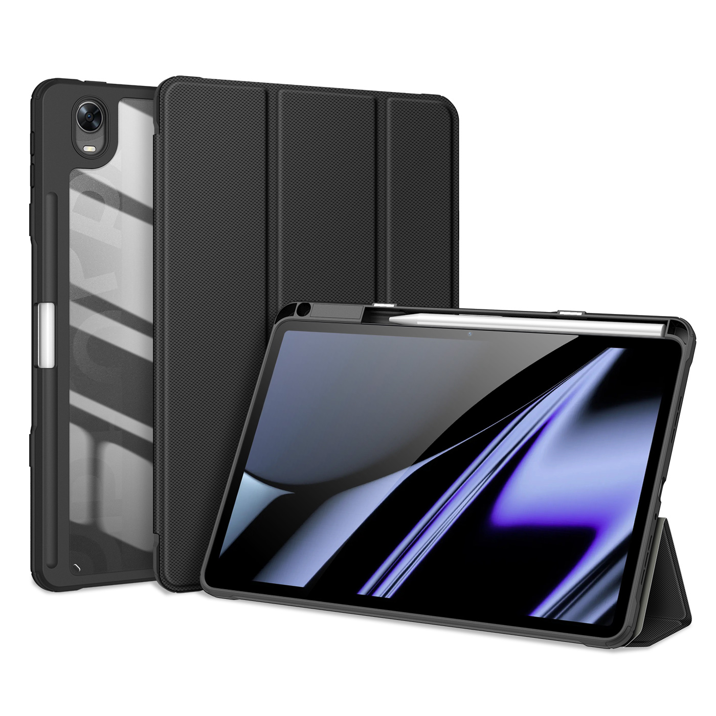 Dux Ducis Toby šarvuotas išmanusis dėklas Oppo Pad su rašiklio laikikliu juoda