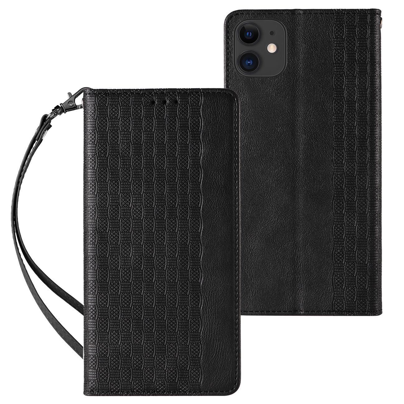 Magnetinis dirželio dėklas iPhone 12 piniginė + mini pakabukas juodas