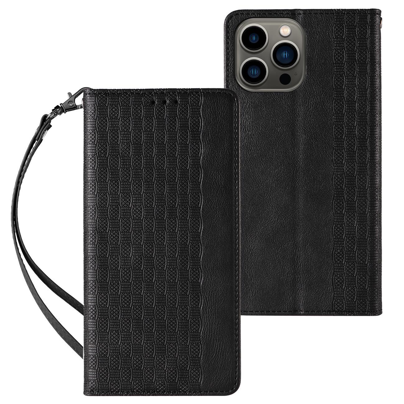 Magnetinis dirželio dėklas iPhone 12 Pro Max piniginė + mini pakabukas juodas