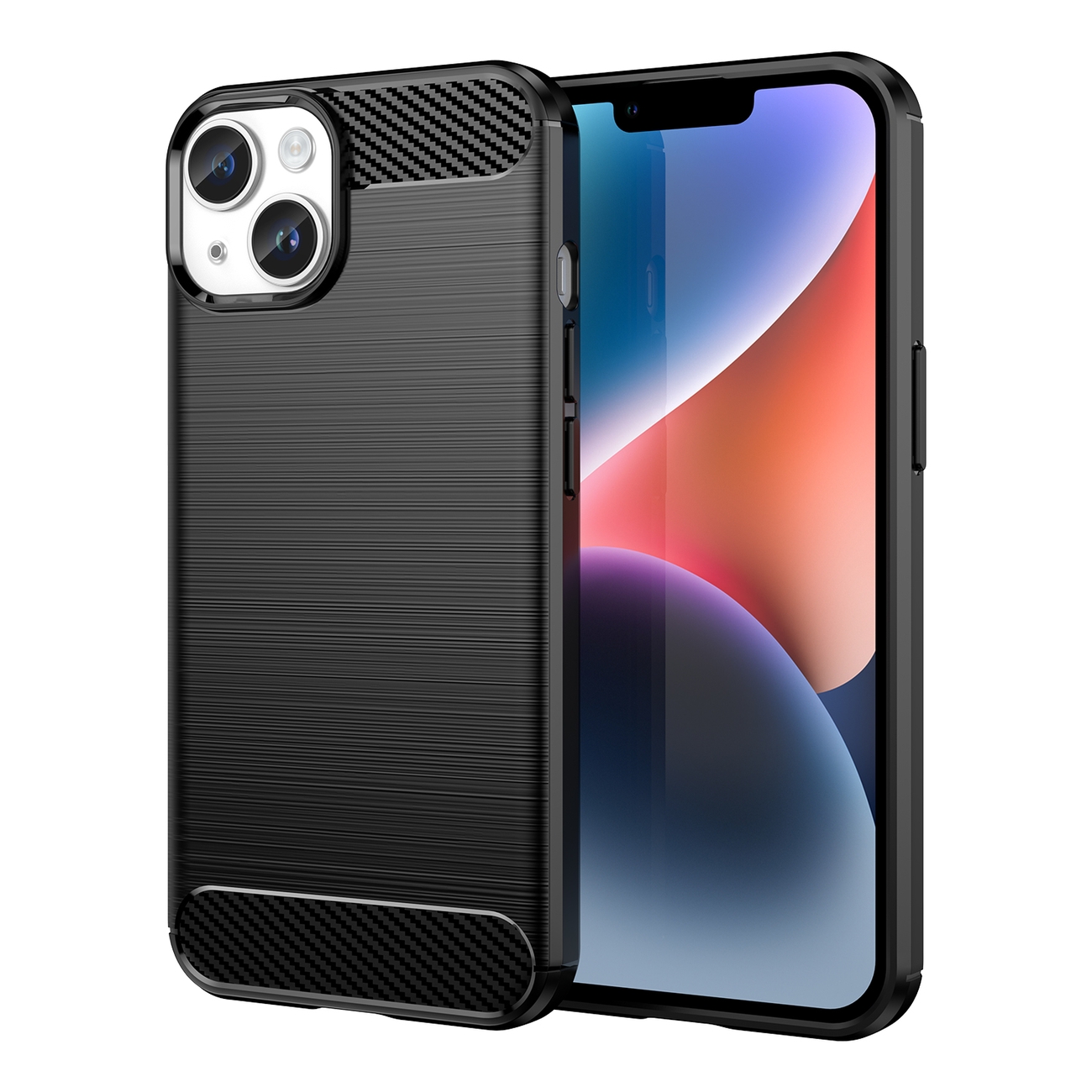 Carbon dėklas iPhone 14 Plus lankstus gelinis galinis dangtelis juodas