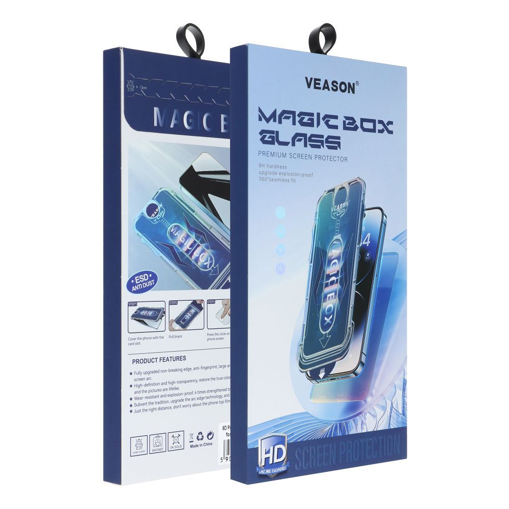 6D Pro Veason Easy-Install Glass + Applicator - for Iphone 15 Pro black