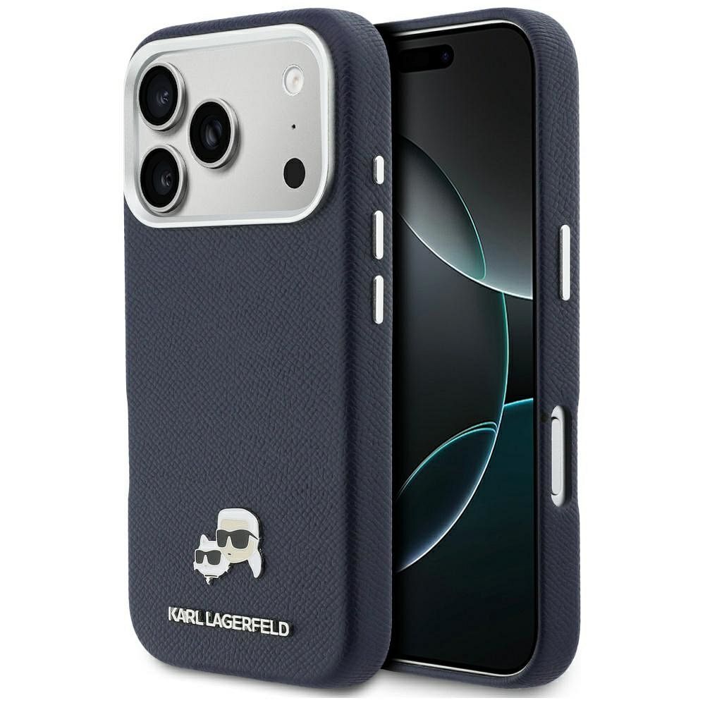KARL LAGERFELD dėklas IPHONE 17 Pro Max, suderinamas su MagSafe KLHMP17X6PFKCLB (PU FW W/ K&C Head Pin), mėlynas