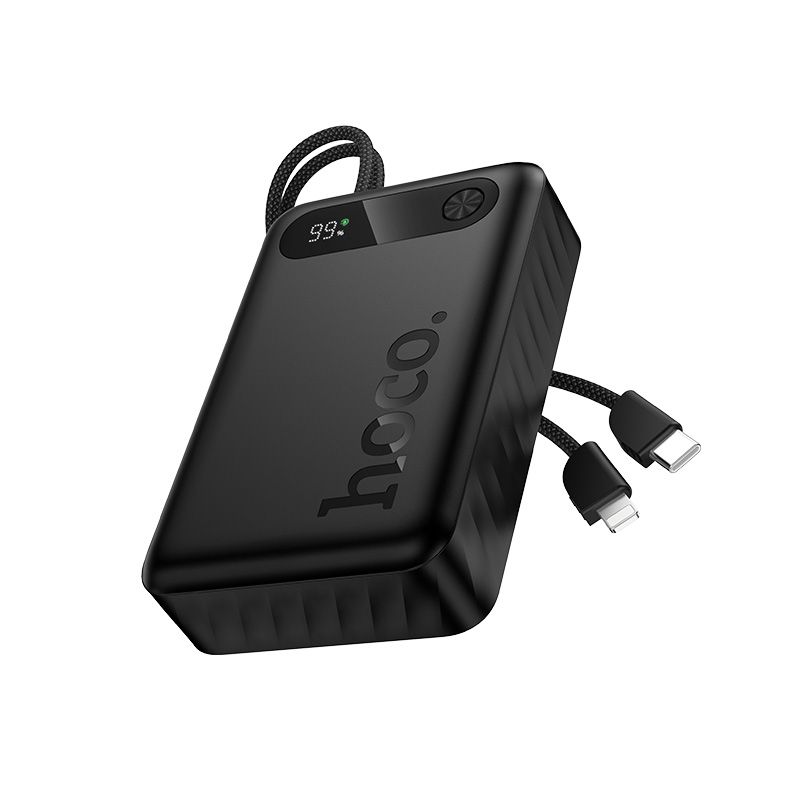 Išorinė baterija Hoco 20000 mAh QC PD 2A 22,5W su integruotais laidais USB C + Lightning J171A juoda