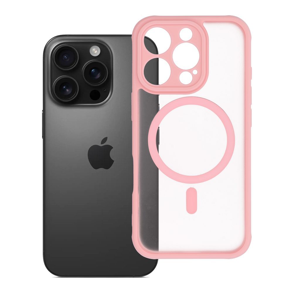 FULL MATTE MAG COVER magnetinis dėklas telefonui, suderinamas su MagSafe, skirtas IPHONE 16 Pro, šviesiai rožinis