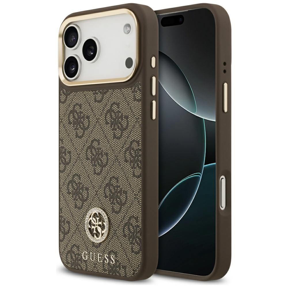 Guess 4G Strass Logo magnetinis dėklas telefonui iPhone 17 Pro Max - rudas