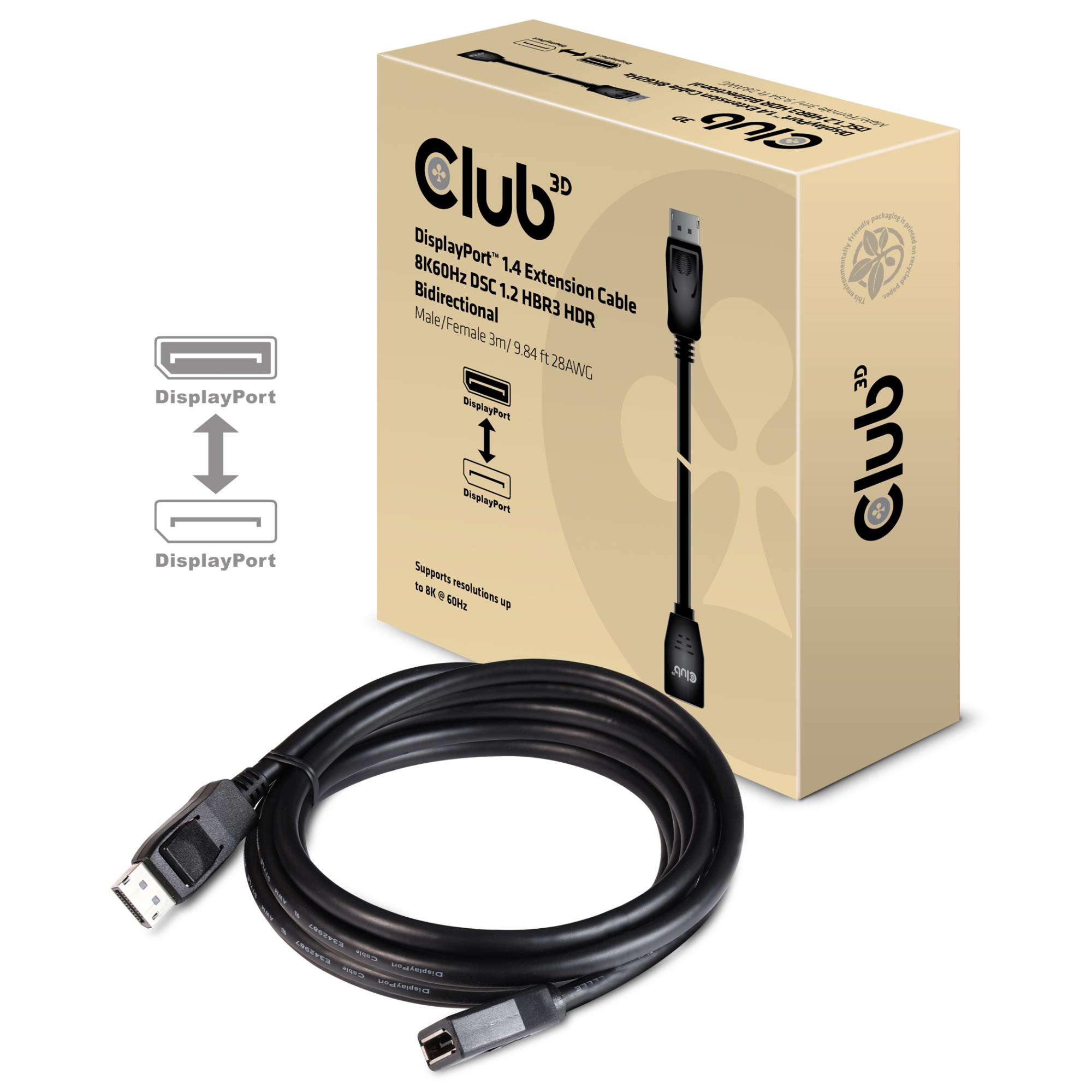 CLUB3D DP 1.4 prailginimo laidas 8k60hz 3m
