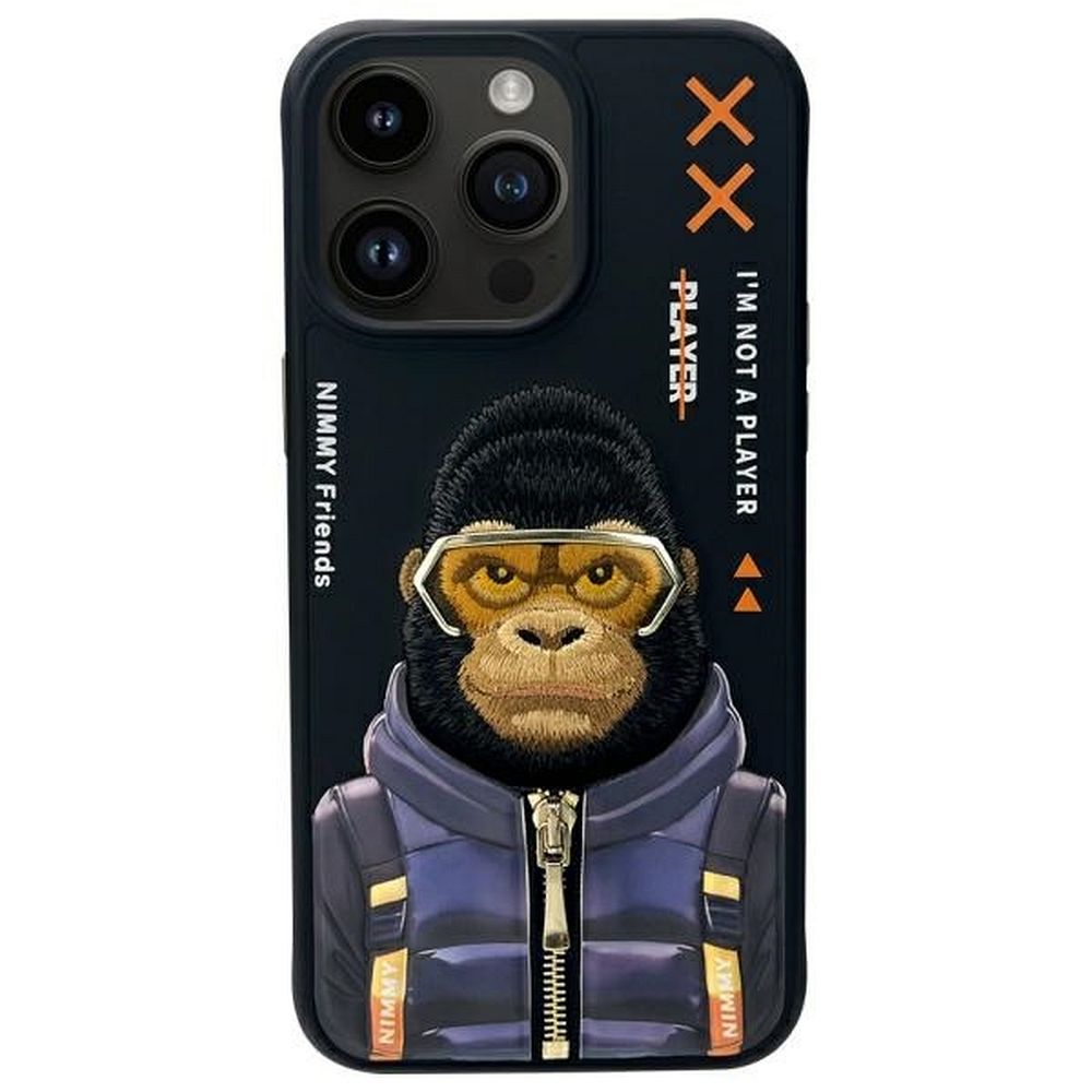Nimmy Cool&Cute 2.0 beždžionės dėklas iPhone 15 Pro - juodas