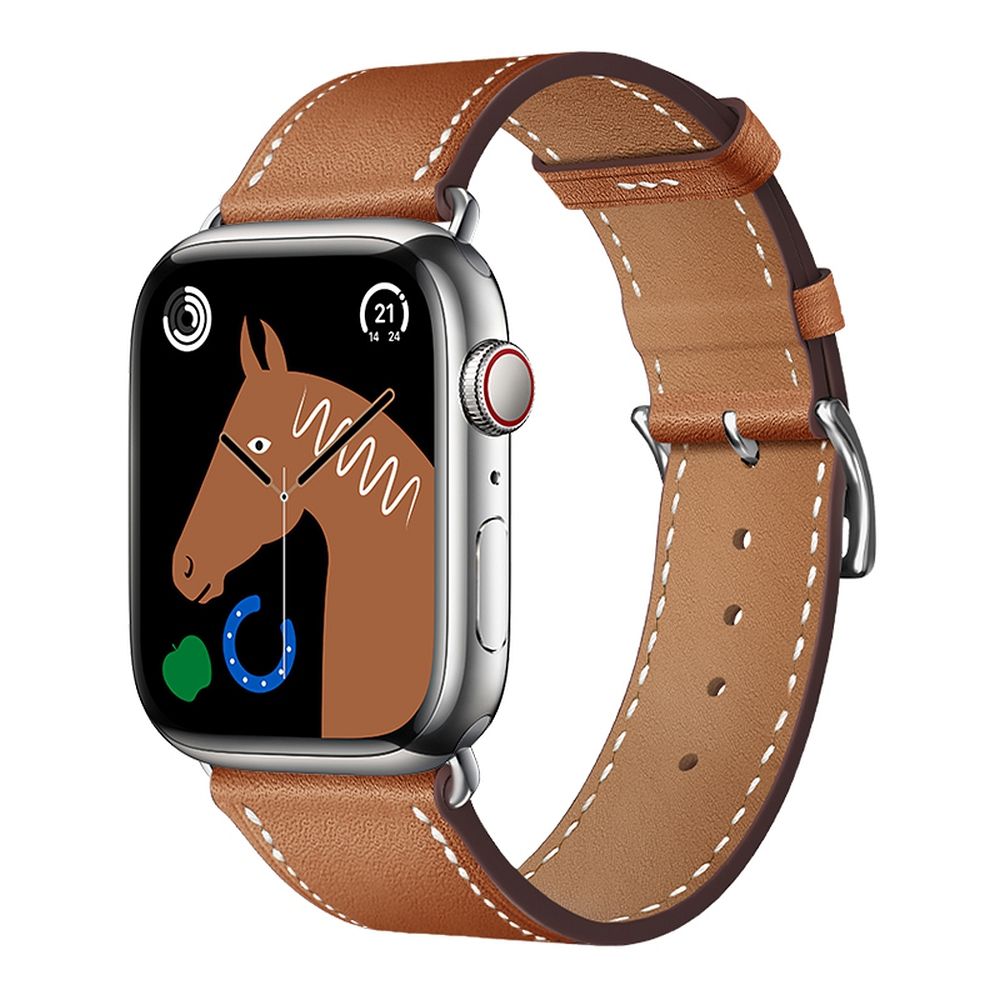FORCELL F-DESIGN FA20 ekologiškos odos dirželis APPLE laikrodžiui 42 / 44 / 45 / 49 mm rudas