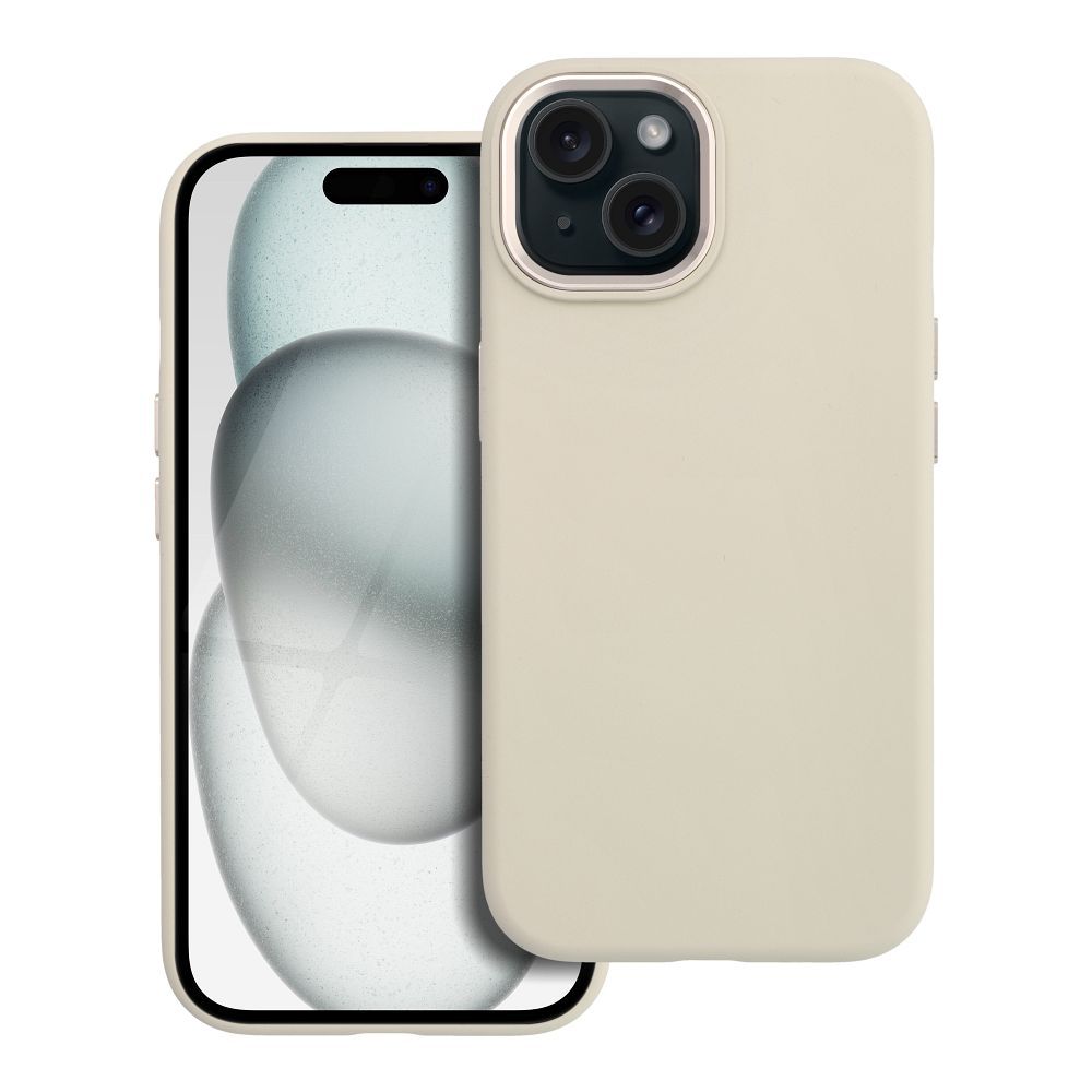 Dėklas skirtas iPhone 15 Forcell F-Protect Frame Premium suderinamas su Magsafe senovinė balta