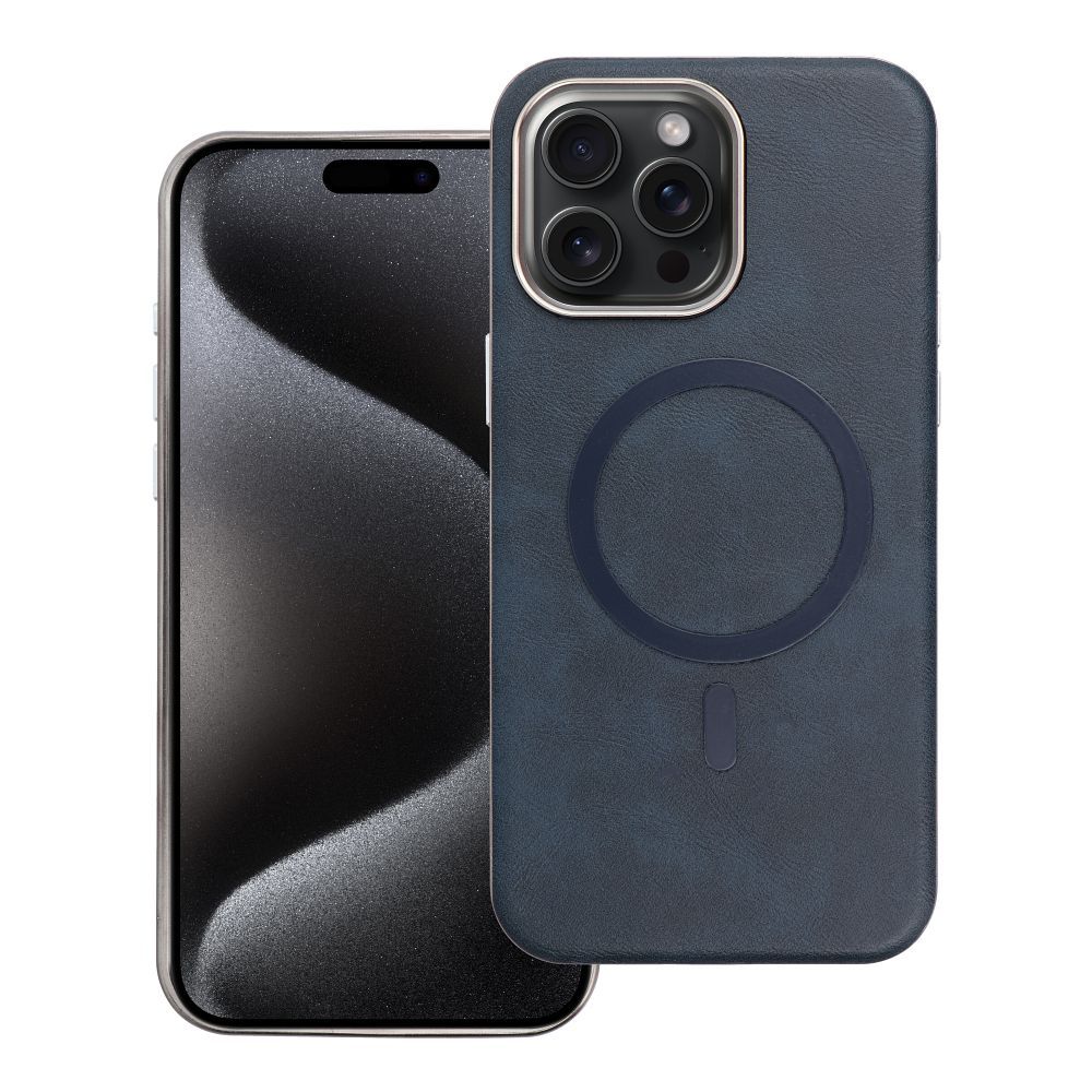 GENTLEMAN MAG COVER Dėklas telefonui, suderinamas su MagSafe, skirtas IPHONE 15 PRO MAX tamsiai mėlynas