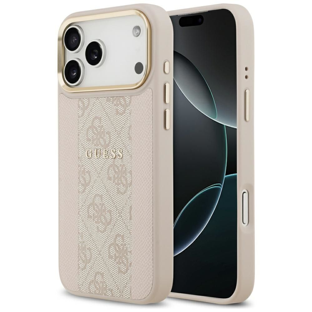 Guess 4G Stripe Magnetinis dėklas telefonui iPhone 17 Pro Max - rožinė