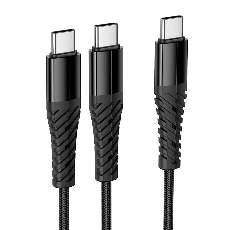 Kabelis 2in1 USB C į USB C+C Hoco 1 m X123 juodas