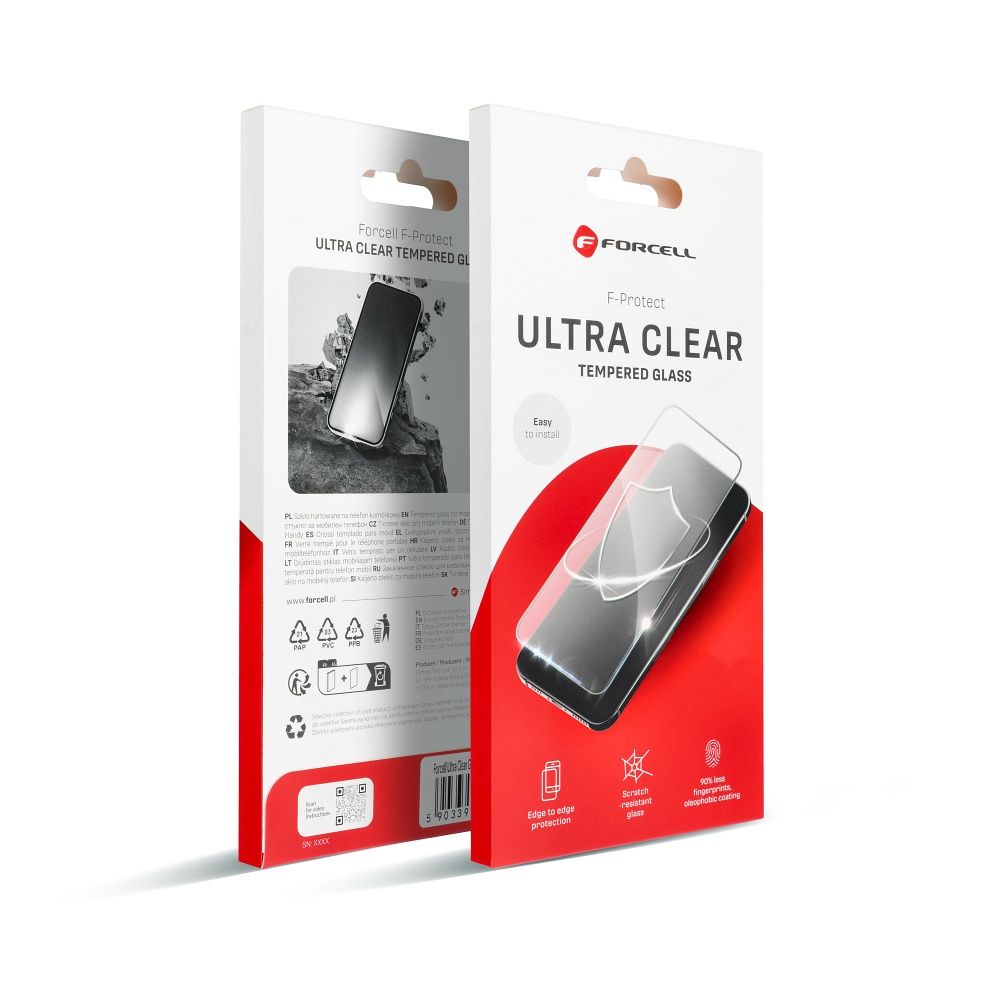 Защитное стекло iPhone 13 / 16e / 17e (SE 4 2025) Forcell Ultra Clear Glass черный
