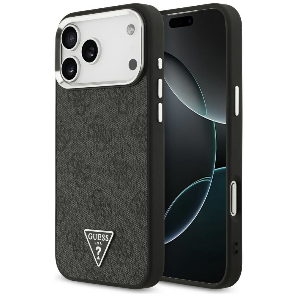 Guess 4G Triangle Logo Magnetinis dėklas telefonui iPhone 17 Pro Max - juodas