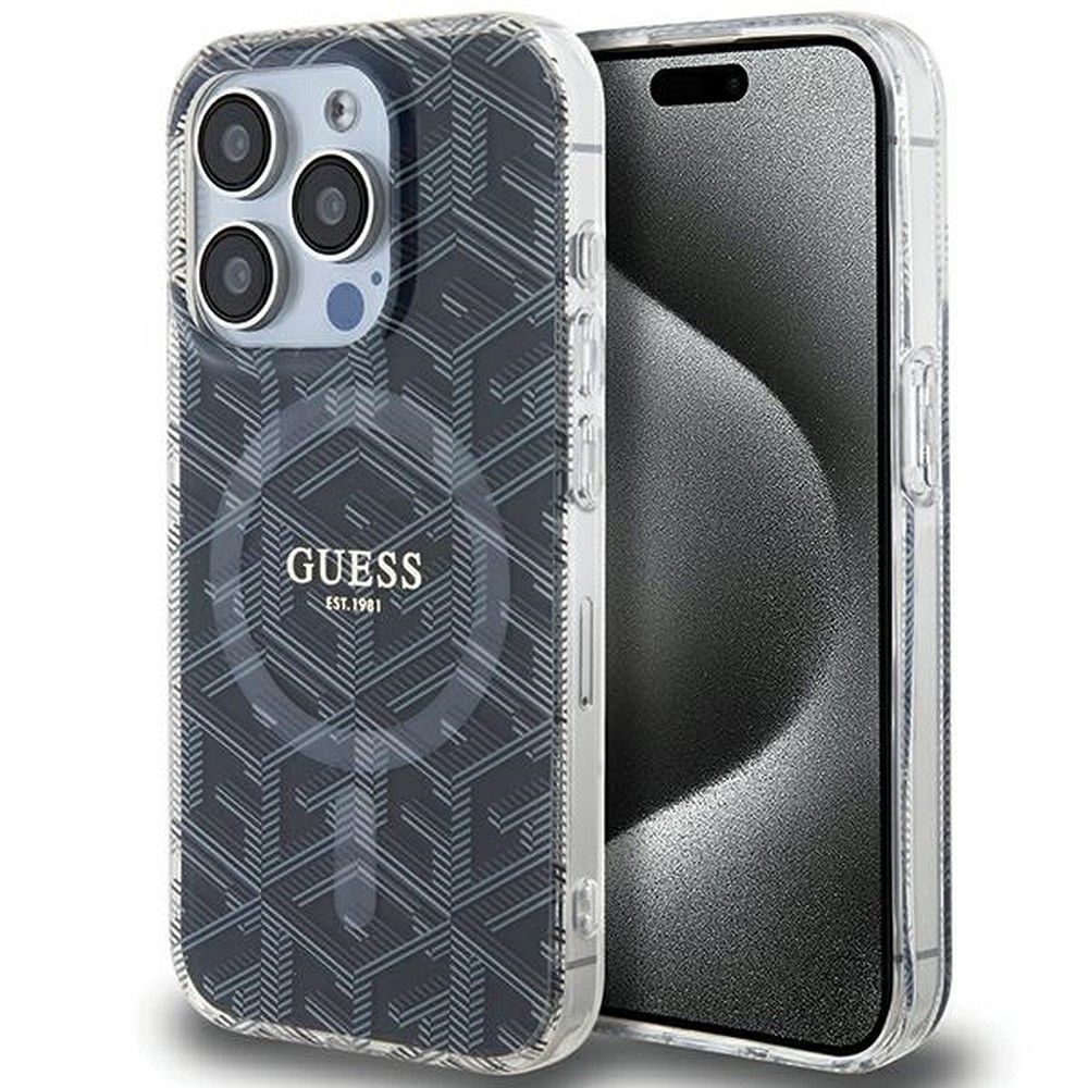 GUESS чехол для IPHONE 15 Pro Max совместимый с MagSafe GUHMP15XHGCUSTGK (IML GCUBE) чёрный