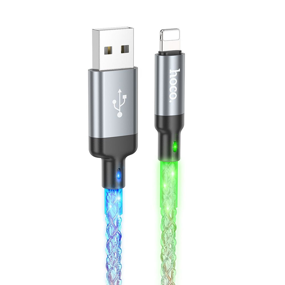 Kabelis USB A į Lightning Hoco 2,4A 1 m U112 pilkas