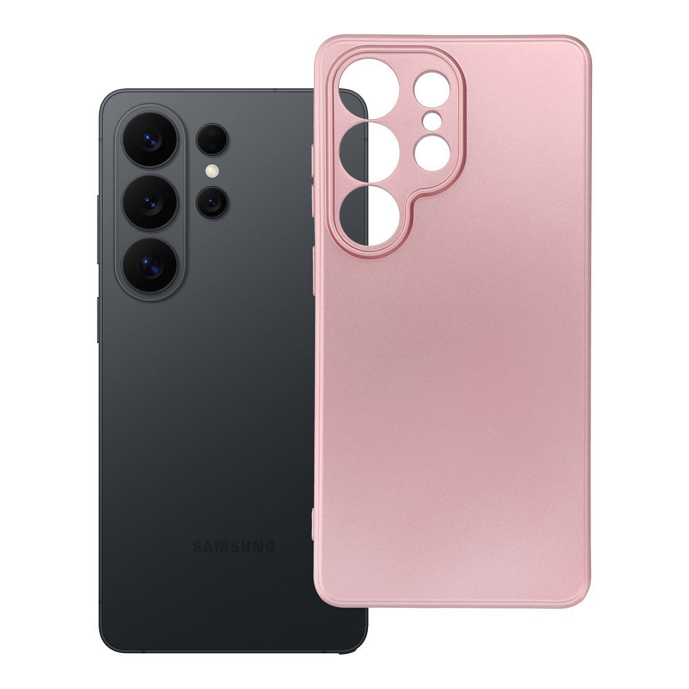 Metalinės išvaizdos dėklas telefonui SAMSUNG S26 Ultra rožinis