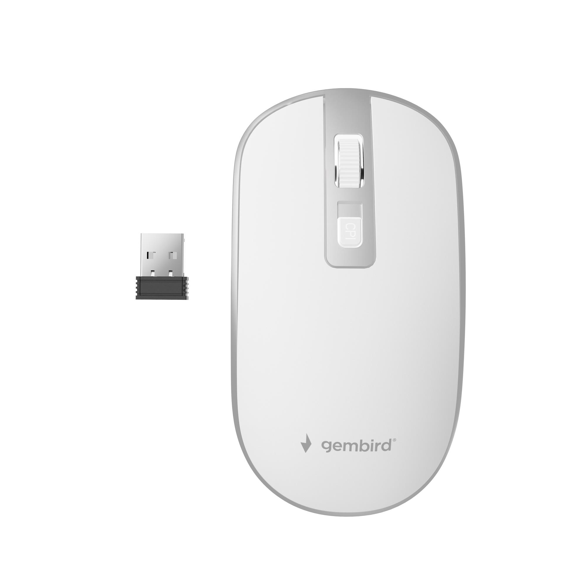 Pelė USB Optinis WRL BALTAS/SIDABRINIS MUSW-4B-06-WS GEMBIRD