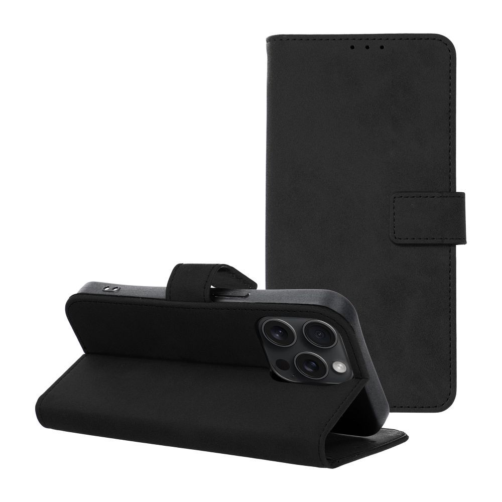 TENDER knygos dėklas telefonui IPHONE 15 Pro juodas