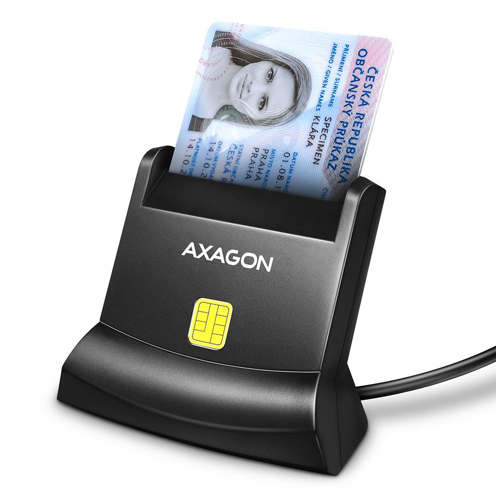 KORTELIŲ SKAITYTUVAS STOVINTIS SMARTCARD/ID/USB2.0 1.3M CRE-SM4N AXAGON
