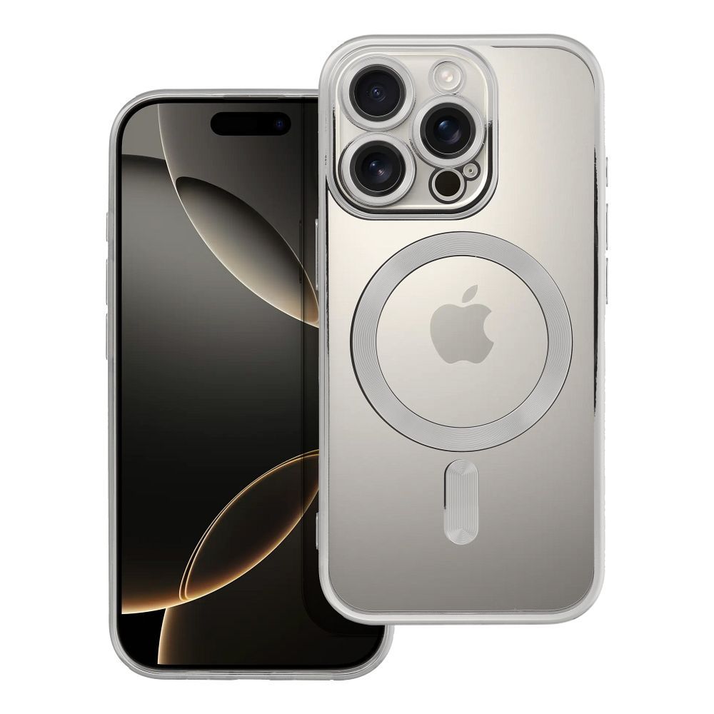 ELECTRO MAG COVER dėklas telefonui suderinamas su Magnetiniu IPHONE 16 Pro sidabrinis