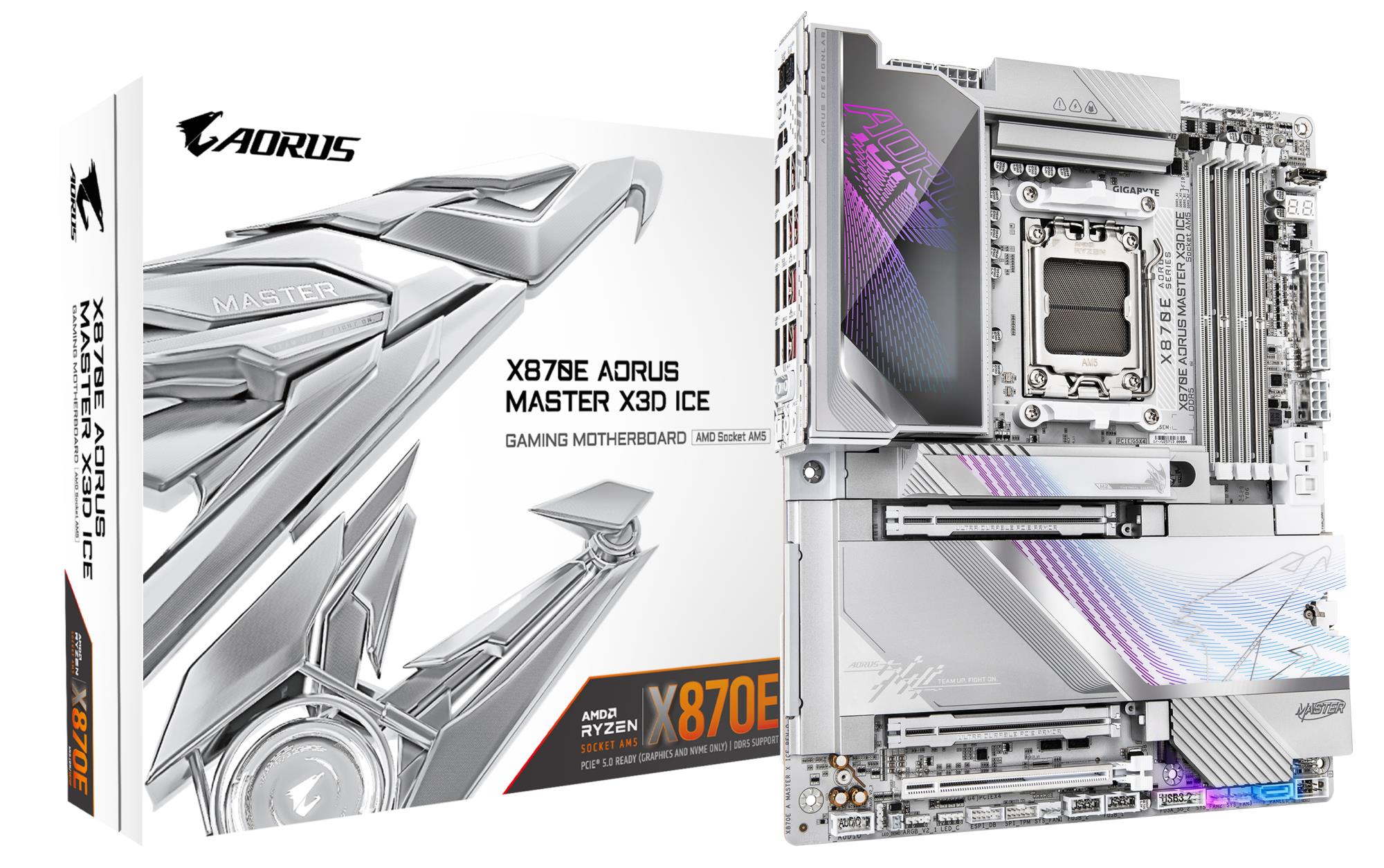 GIGABYTE X870E A MASTER X ICE AMD AM5 ATX pagrindinė plokštė