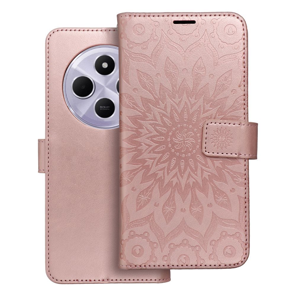 Knygos stiliaus dėklas XIAOMI Redmi 14C mandala rožinis auksas