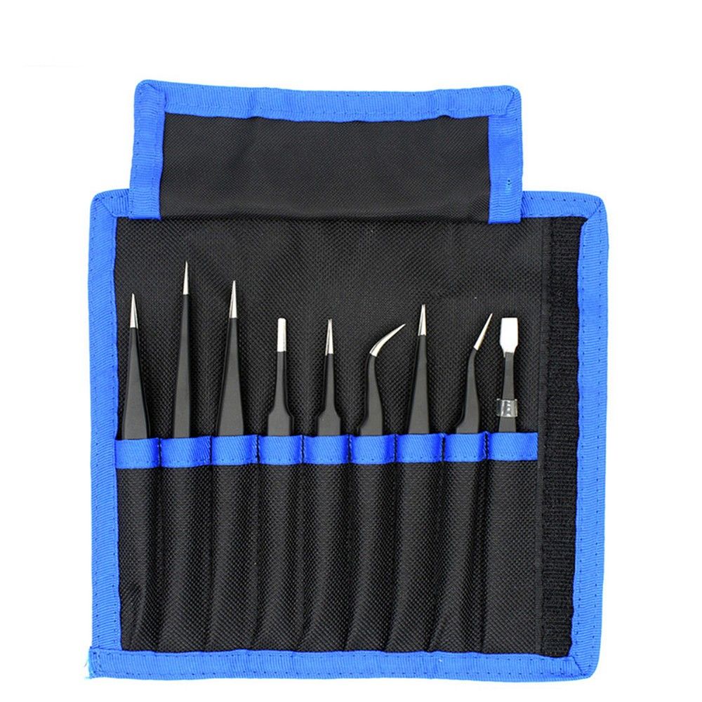 Metalinių pincetų rinkinys UF-TOOLS - ESD-9 (9vnt)