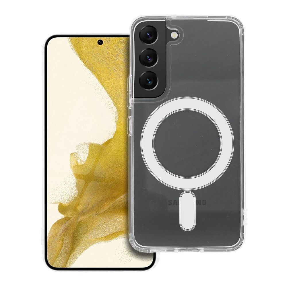 CLEAR MAG COVER magnetinis dėklas telefonui, suderinamas su MagSafe, skirtas SAMSUNG S22, skaidrus