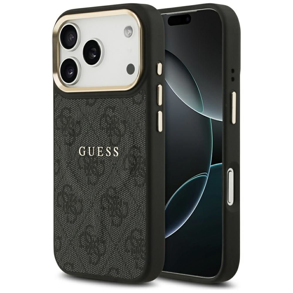 GUESS dėklas telefonui (m) IPHONE 17 Pro suderinamas su MagSafe PU 4G W/ Classic - juodas